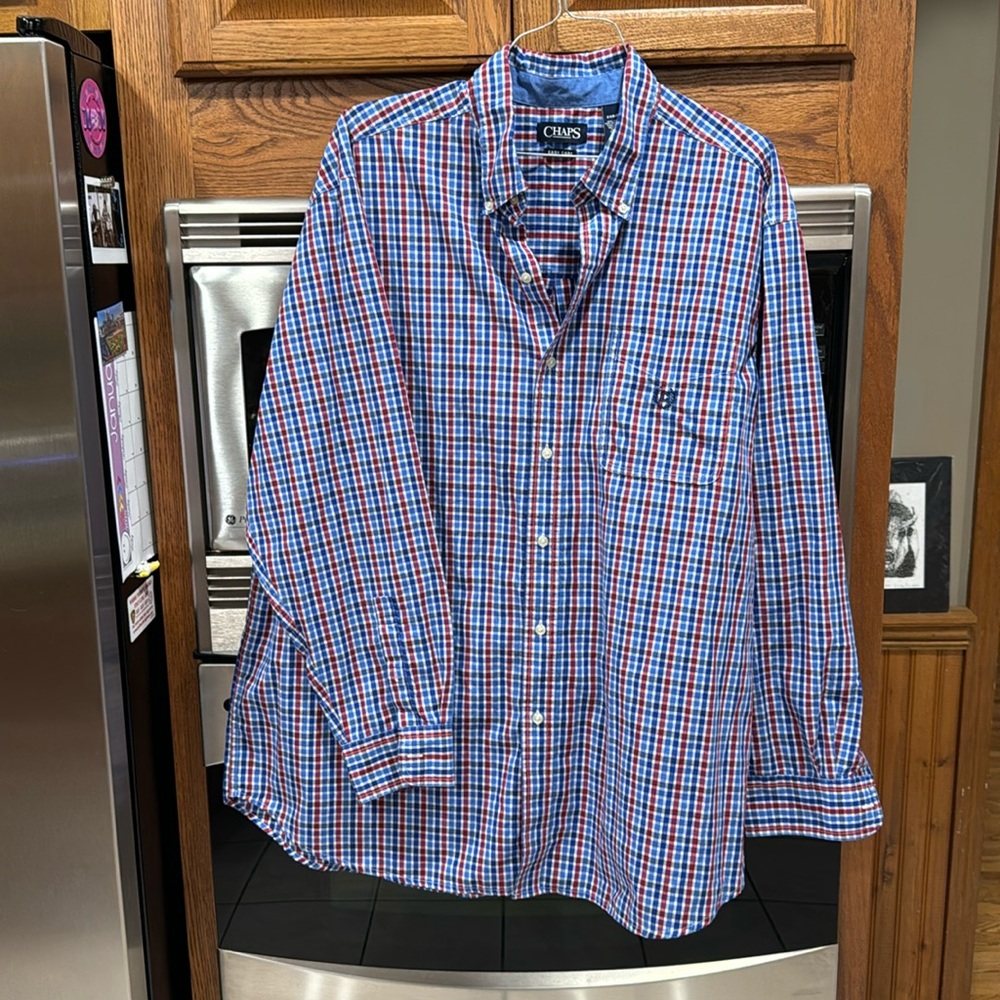 Chaps Button Down Red & Blue 2XB